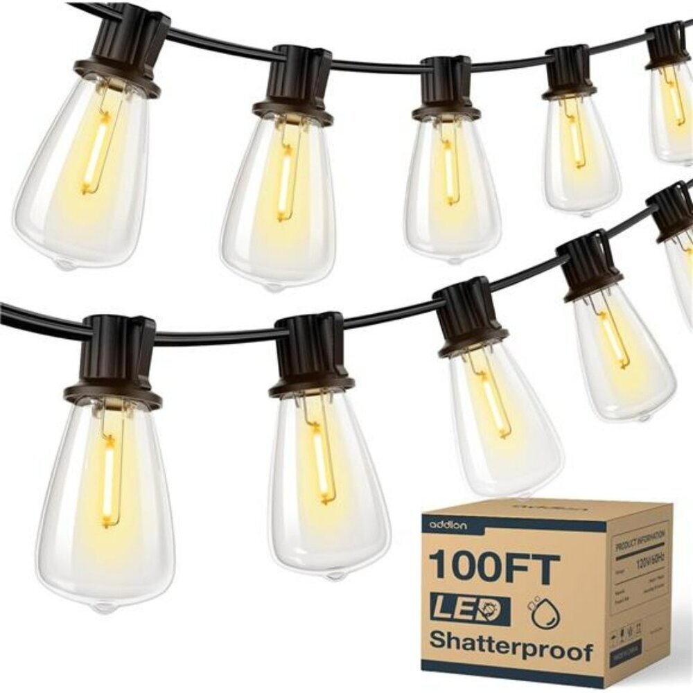 100FT Outdoor String Lights Waterproof Shatterproof LED Patio Porch Backyard